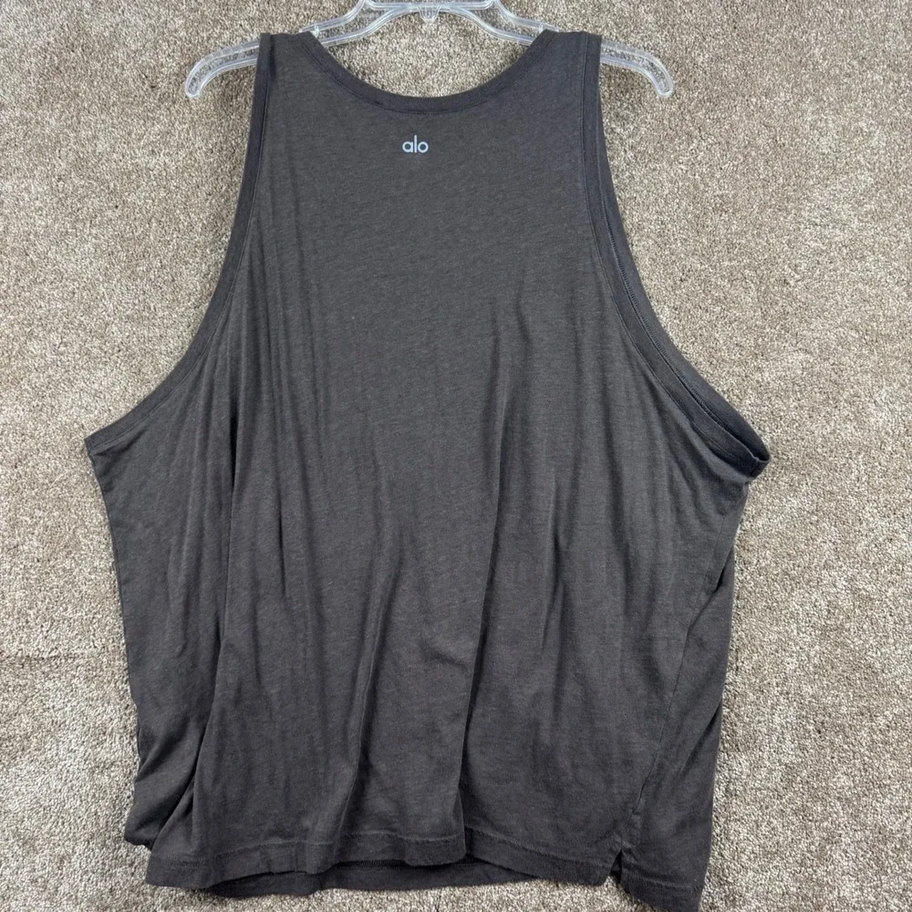 Alo Yoga Womens XXL Brown Heathered Scoop Neck Sleeveless Athletic Tank Top